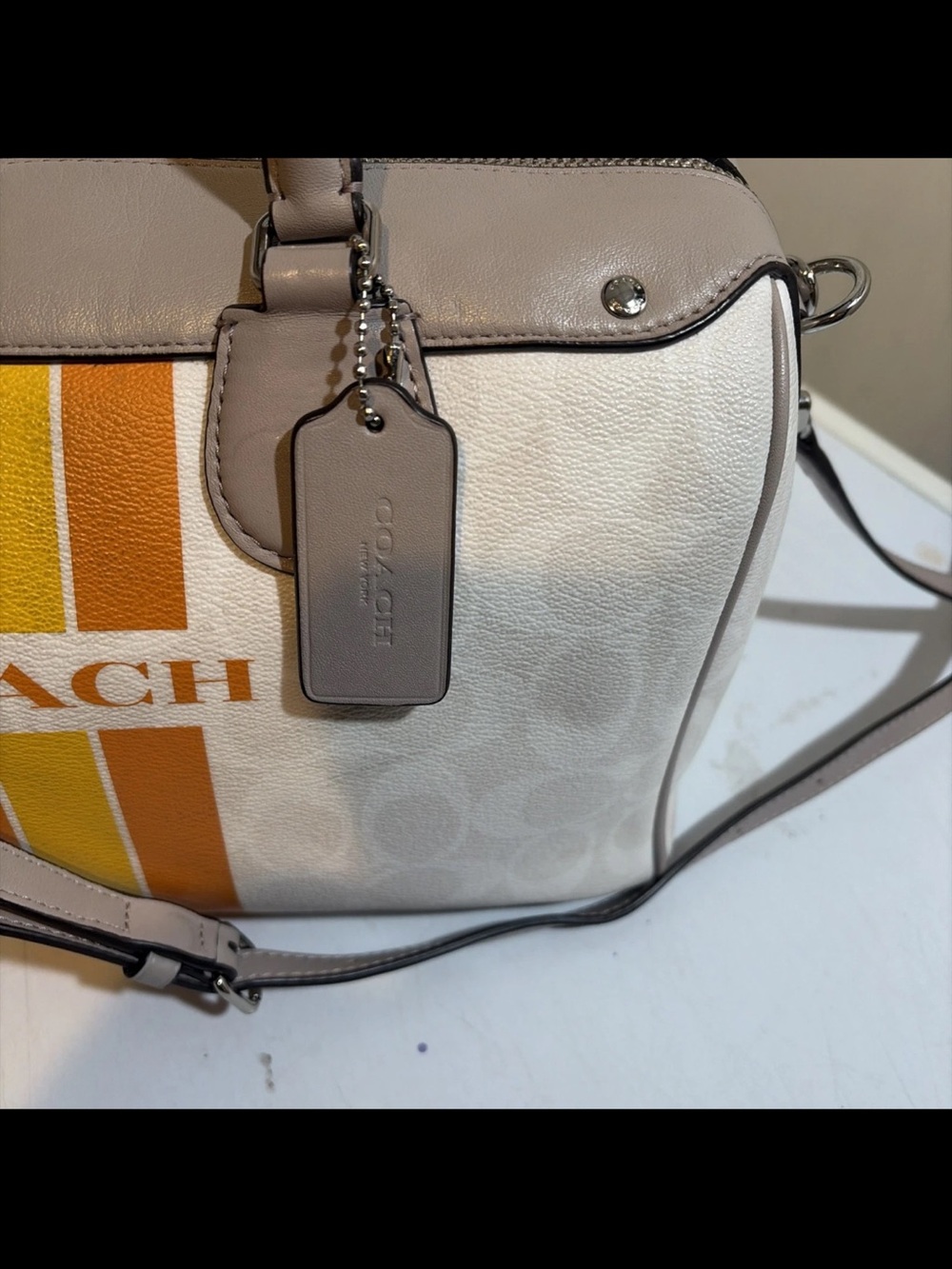 Coach Varsity Stripe Bennet Satchel with matching Wristlet - Picture 2 of 11